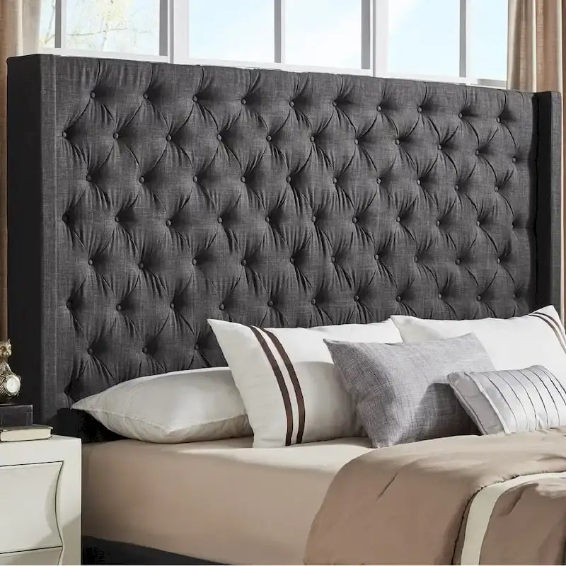 Cabecero tapizado Wingback con botones decorativos – Elegante acento para el dormitorio
