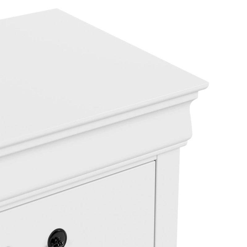 Mesita de noche tradicional de madera maciza con 2 cajones – 4 colores, tiradores antiguos