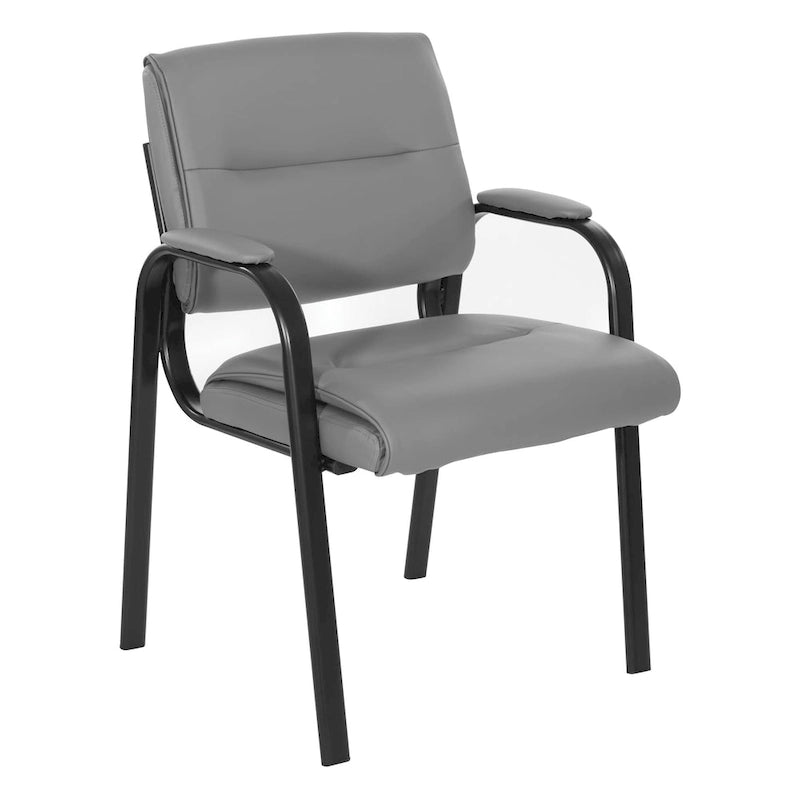Sillón para invitados de piel sintética y estructura con acabado negro