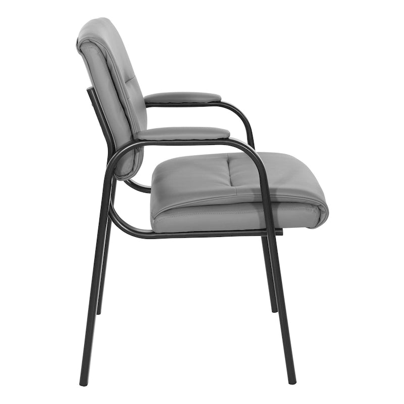 Sillón para invitados de piel sintética y estructura con acabado negro