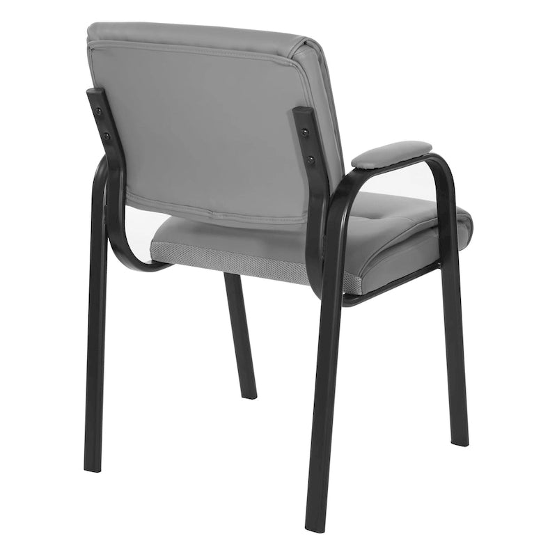 Sillón para invitados de piel sintética y estructura con acabado negro
