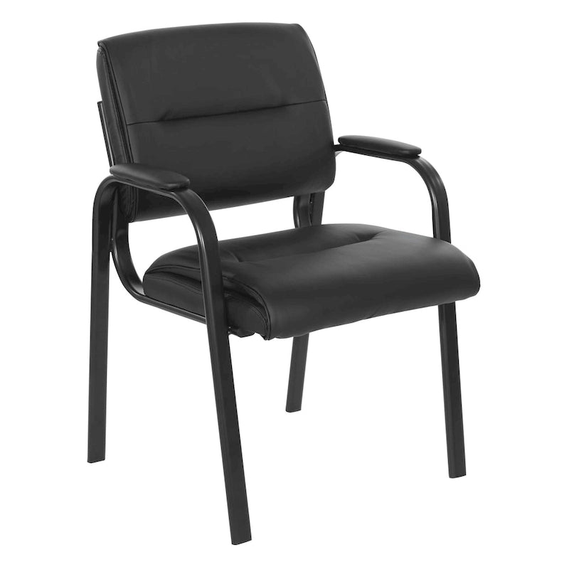 Sillón para invitados de piel sintética y estructura con acabado negro