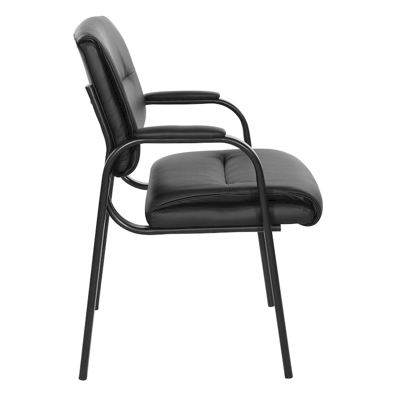 Sillón para invitados de piel sintética y estructura con acabado negro