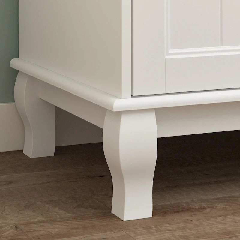 Armario ropero de madera de 63" – Laca blanca, 4 puertas y 2 cajones