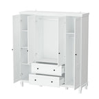 Armario ropero de madera de 63" – Laca blanca, 4 puertas y 2 cajones