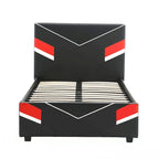 Estructura de cama individual Twin Gaming – Diseño de carreras en negro y rojo para niños y adolescentes