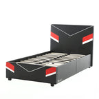 Estructura de cama individual Twin Gaming – Diseño de carreras en negro y rojo para niños y adolescentes