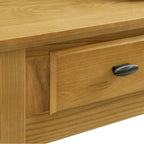 Mesa consola de madera maciza de fresno con 2 cajones y estante abierto – 2 acabados