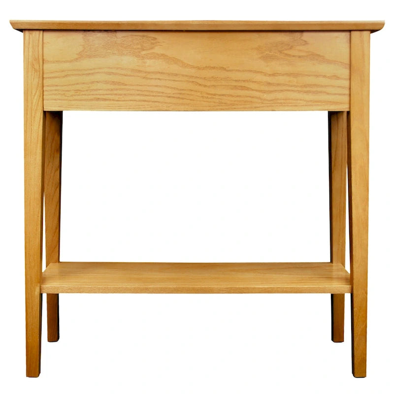 Mesa consola de madera maciza de fresno con 2 cajones y estante abierto – 2 acabados