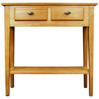 Mesa consola de madera maciza de fresno con 2 cajones y estante abierto – 2 acabados