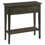 Mesa consola de madera maciza de fresno con 2 cajones y estante abierto – 2 acabados