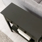 Mesa consola de madera maciza de fresno con 2 cajones y estante abierto – 2 acabados