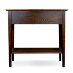 Mesa consola de madera maciza de fresno con 2 cajones y estante abierto – 2 acabados