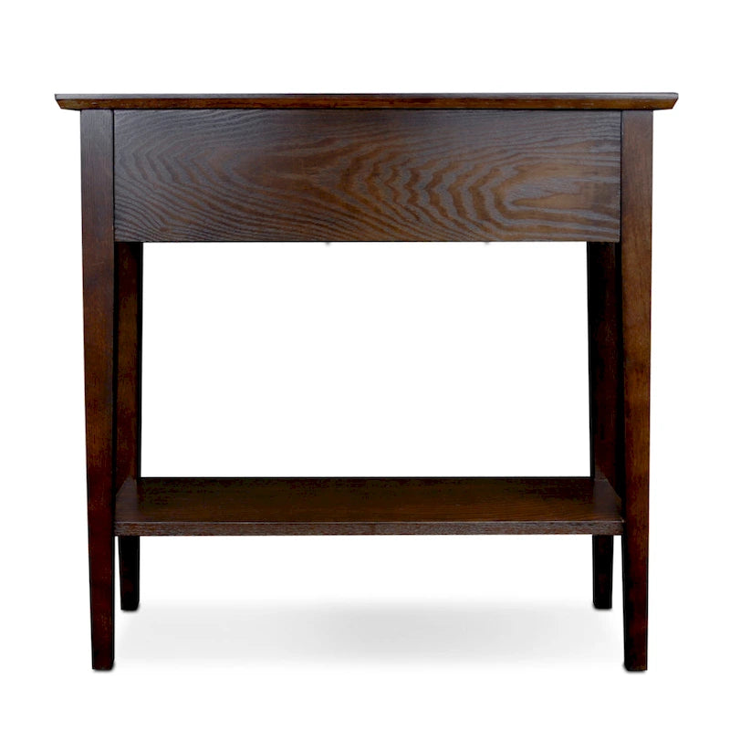 Mesa consola de madera maciza de fresno con 2 cajones y estante abierto – 2 acabados
