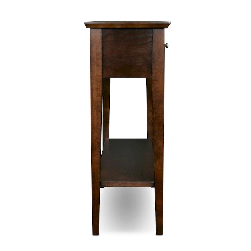 Mesa consola de madera maciza de fresno con 2 cajones y estante abierto – 2 acabados