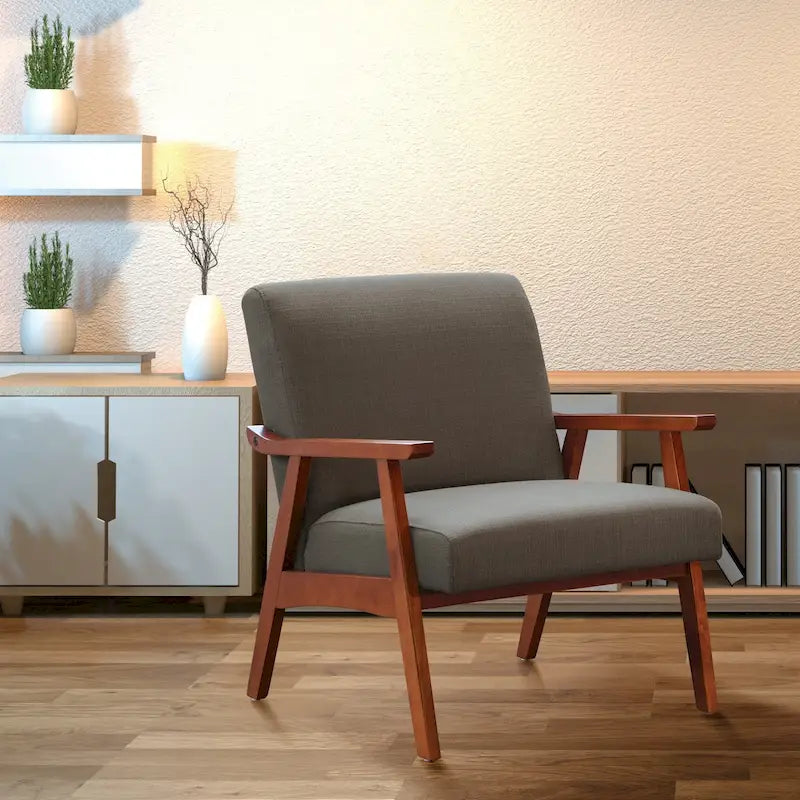 Sillón Mid-Century con Estructura de Madera Maciza – Varios Colores