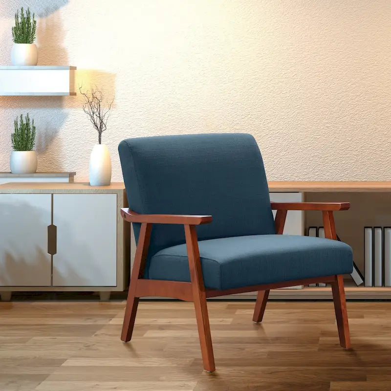 Sillón Mid-Century con Estructura de Madera Maciza – Varios Colores