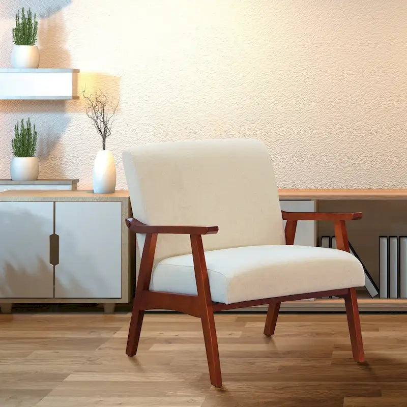 Sillón Mid-Century con Estructura de Madera Maciza – Varios Colores