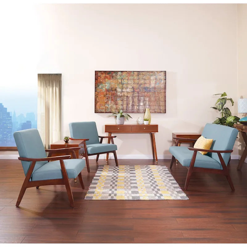 Sillón Mid-Century con Estructura de Madera Maciza – Varios Colores