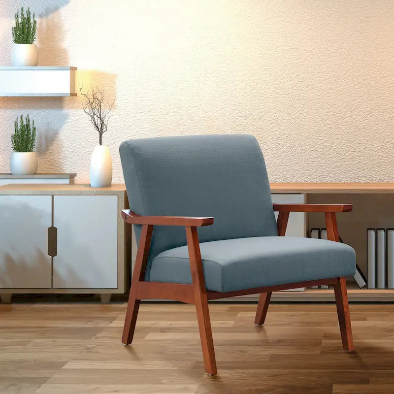 Sillón Mid-Century con Estructura de Madera Maciza – Varios Colores