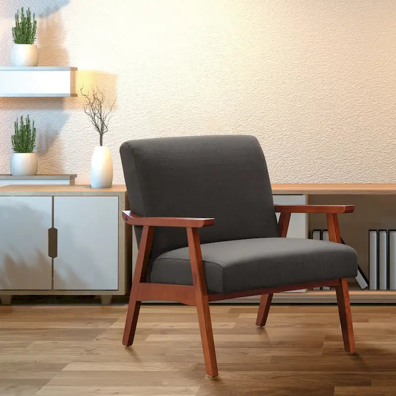 Sillón Mid-Century con Estructura de Madera Maciza – Varios Colores