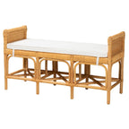 Banco Moderno Bohemio de Ratán Natural Marrón – Asiento Boho Hecho a Mano para la Entrada
