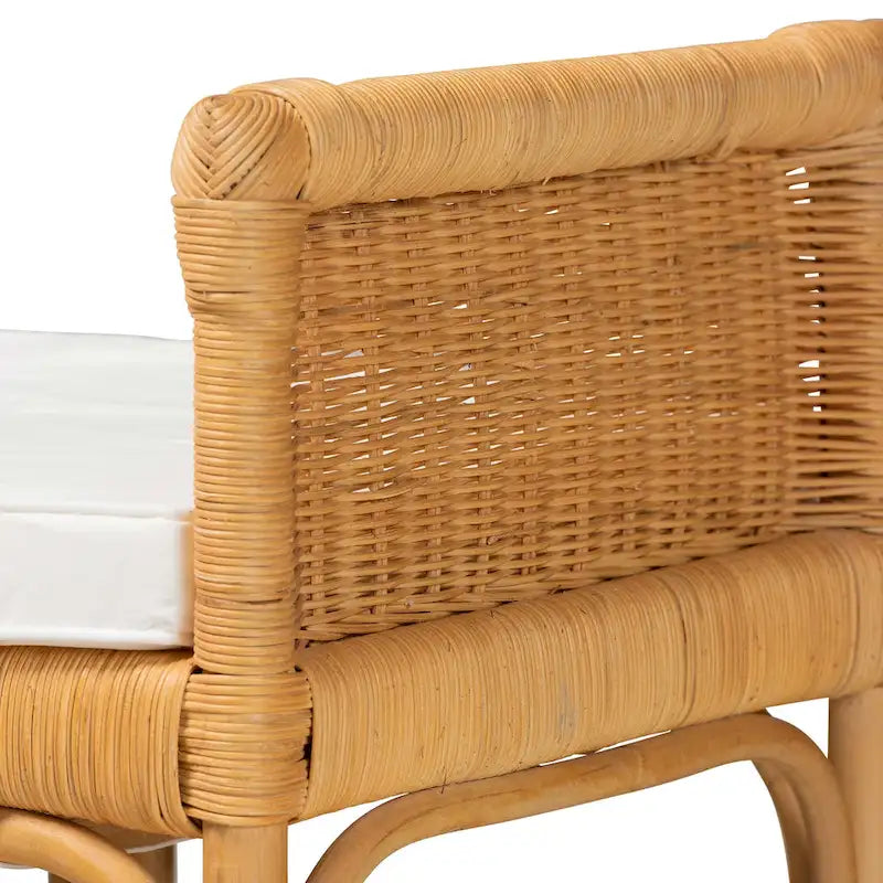 Banco Moderno Bohemio de Ratán Natural Marrón – Asiento Boho Hecho a Mano para la Entrada