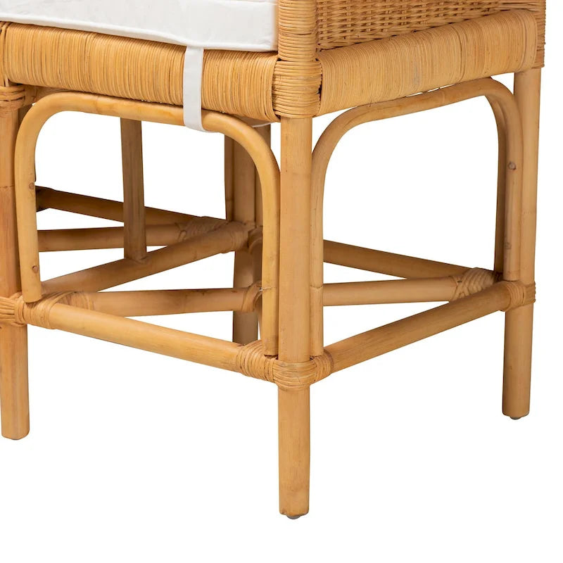 Banco Moderno Bohemio de Ratán Natural Marrón – Asiento Boho Hecho a Mano para la Entrada