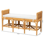 Banco Moderno Bohemio de Ratán Natural Marrón – Asiento Boho Hecho a Mano para la Entrada