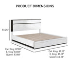 Juego de dormitorio moderno de plataforma de 5 piezas blanco con puertos de carga USB incorporados