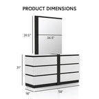 Juego de dormitorio moderno de plataforma de 5 piezas blanco con puertos de carga USB incorporados