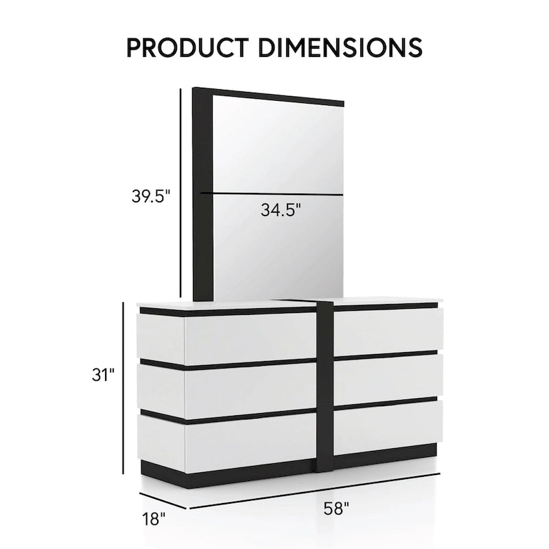 Juego de dormitorio moderno de plataforma de 5 piezas blanco con puertos de carga USB incorporados
