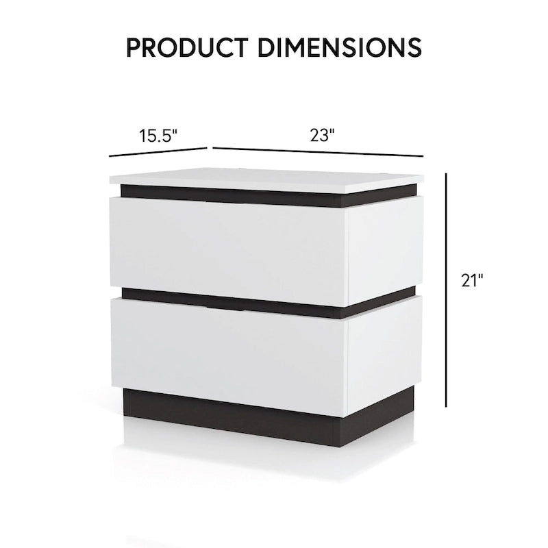 Juego de dormitorio moderno de plataforma de 5 piezas blanco con puertos de carga USB incorporados