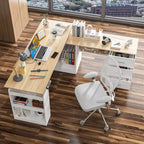 Escritorio de oficina de altura ajustable de 63" – Ergonómico para sentarse y levantarse con almacenamiento