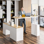 Escritorio de oficina de altura ajustable de 63" – Ergonómico para sentarse y levantarse con almacenamiento