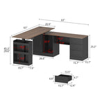 Escritorio de oficina de altura ajustable de 63" – Ergonómico para sentarse y levantarse con almacenamiento