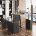 Escritorio de oficina de altura ajustable de 63" – Ergonómico para sentarse y levantarse con almacenamiento