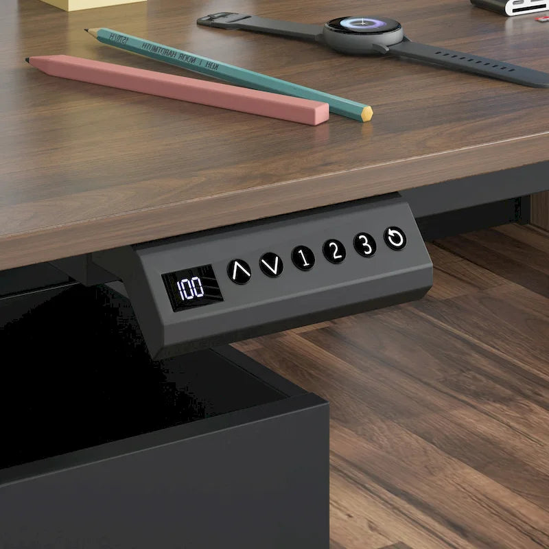 Escritorio de oficina de altura ajustable de 63" – Ergonómico para sentarse y levantarse con almacenamiento