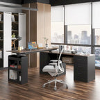 Escritorio de oficina de altura ajustable de 63" – Ergonómico para sentarse y levantarse con almacenamiento