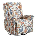 Sillón reclinable manual Floral Wingback – Giratorio, Balancín y Deslizante