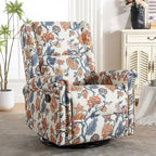 Sillón reclinable manual Floral Wingback – Giratorio, Balancín y Deslizante