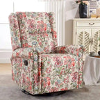 Sillón reclinable manual Floral Wingback – Giratorio, Balancín y Deslizante