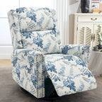 Sillón reclinable manual Floral Wingback – Giratorio, Balancín y Deslizante