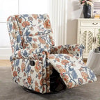Sillón reclinable manual Floral Wingback – Giratorio, Balancín y Deslizante
