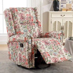 Sillón reclinable manual Floral Wingback – Giratorio, Balancín y Deslizante