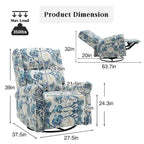 Sillón reclinable manual Floral Wingback – Giratorio, Balancín y Deslizante
