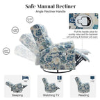 Sillón reclinable manual Floral Wingback – Giratorio, Balancín y Deslizante