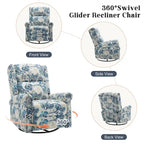Sillón reclinable manual Floral Wingback – Giratorio, Balancín y Deslizante