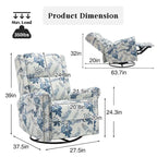 Sillón reclinable manual Floral Wingback – Giratorio, Balancín y Deslizante