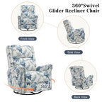 Sillón reclinable manual Floral Wingback – Giratorio, Balancín y Deslizante